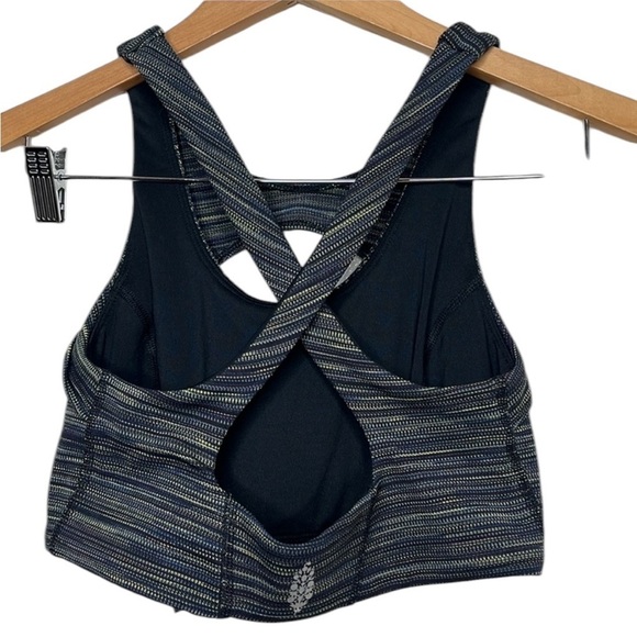 Free People Movement Black Yellow Striped Key Hole Sports Bra Women Size XS - Picture 2 of 4